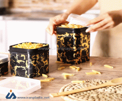 بانکه مربع سایز 3 طرح ماربل رزمن پلاستیک