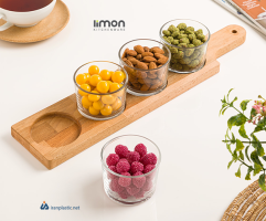 اردورخوری پایه چوبی 190 میلی لیتر 4 عددی لیمون 2223